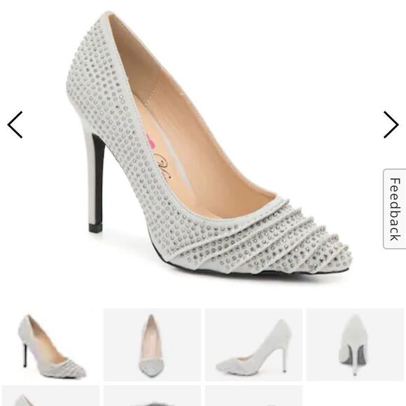 Silver Metallic Diamond Studded Pump Silver Metallic Diamond Studded Pump - Picture 2 of 16